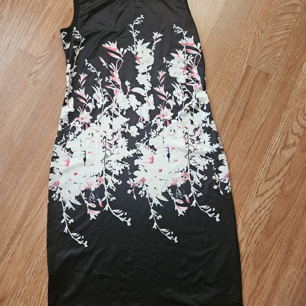 Floral Black and White Dress